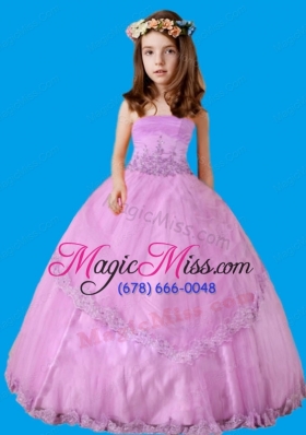 Strapless Ball Gown Appliques Strapless Little Girl Pageant Dress