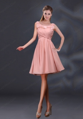 Bateau A Line Bridesmaid Dresses with Appliques and Ruching
