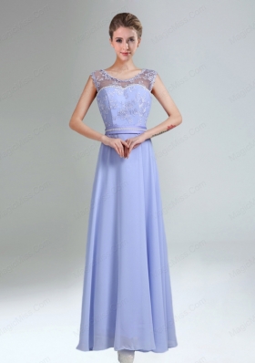 Lavender Scoop Belt and Lace  Empire 2015 Bridesmaid Dress