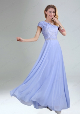 One Shoulder Belt Empire 2015 Appliques Bridesmaid Dress in Lavender