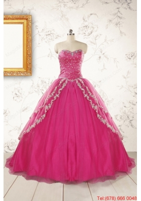 2015 Sweetheart Sweep Train Trendy Quinceanera Dresses with Sequins and Appliques