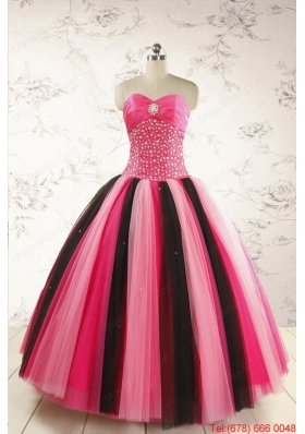 Unique Multi-color 2015 Quinceanera Dresses with Beading