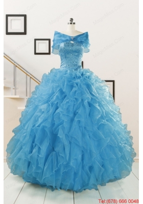 Hot Sell Blue Quinceanera Dresses With Beading and Ruffles