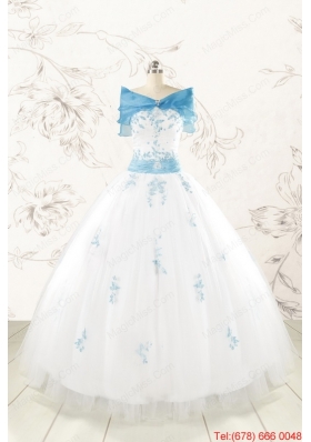 Discount White Quinceanera Dresses with Appliques for 2015