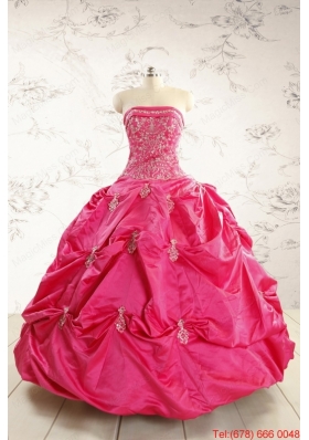 2015 Beautiful Strapless Quinceanera Dress with Appliques