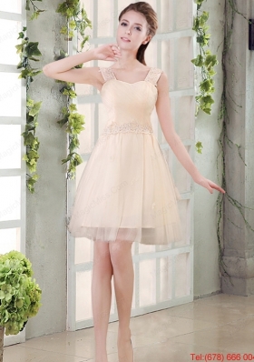 Straps A Line Champagne Dama Dress with Appliques