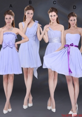 Ruching One Shoulder Empire Dama Dresses for 2015