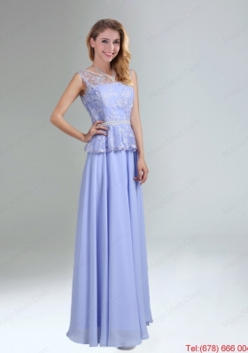 Lavender Belt and Lace Empire 2015 Dama Dress with Bateau