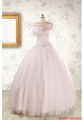 Light Pink  Beading Pretty Quinceanera Dresses for 2015