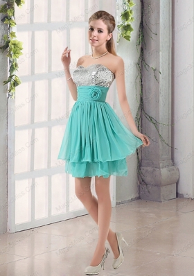 Sweetheart A Line Prom Dresses with Sequins and Handle Made Flowers