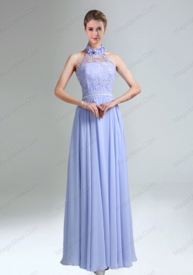 Belt and Lace Halter Empire Lace Up Prom Dresses for 2015