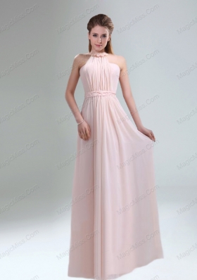 Romantic 2015 High Neck Chiffon Light Pink Mother of the Bride Dresses