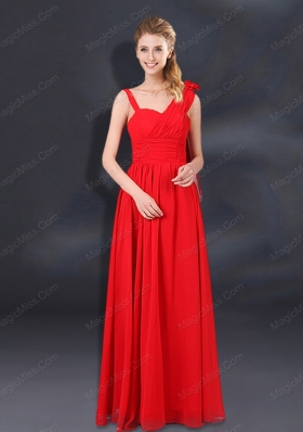 2015 Ruching Empire Prom Dresses with Asymmetrical