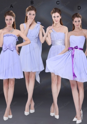 2015 Elegant Chiffon Lace Up Prom Dresses in Lavender