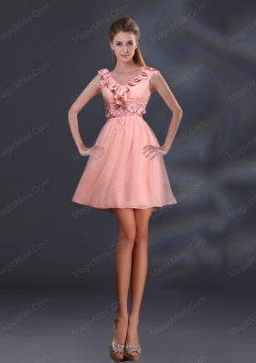 2015 Pretty Appliques and Ruffles A Line Prom Dresses