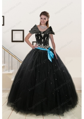 New Style Appliques and Beading Quinceanera Dresses in Black