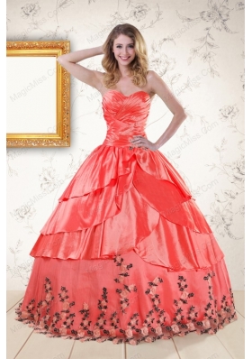 2015 New Style Quinceanera Gowns with Ruching and Appliques