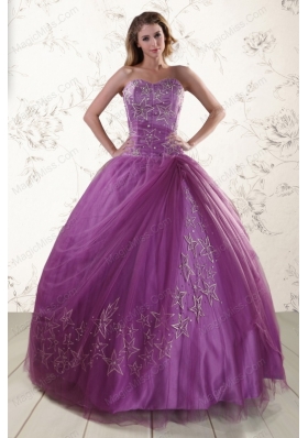 2015 New Style Sweetheart Purple Quinceanera Dresses with Embroidery