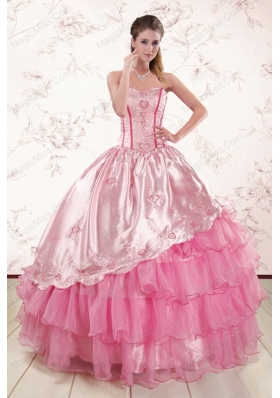 New Style Sweetheart Pink Quinceanera Dresses with Embroidery