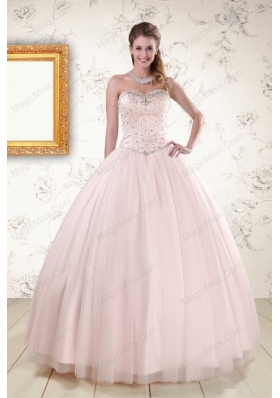 2015 New Style Light Pink Beading Quinceanera Dresses