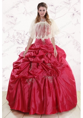 2015 New Style Strapless Appliques Quinceanera Dresses
