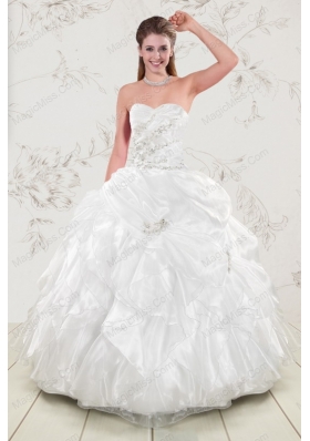 Classical Beading and Ruffles 2015 Quinceanera Dresses in White