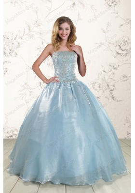 New Style 2015 Beading Sweet 15 Dresses with Strapless