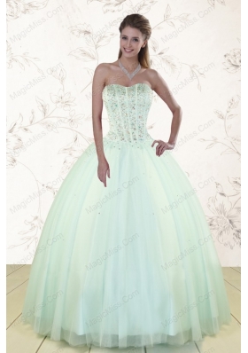 Unique Light Blue Sweet 15 Dresses with Beading