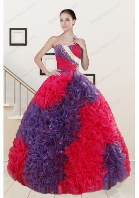 Unique Beading and Ruffles Multi-color Quinceanera Dresses