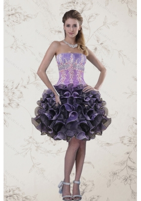 New Strapless Multi Color Prom Dresses with Ruffles and Appliqeues