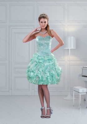 Perfect  Sweetheart  Prom Dresses in Apple Green with Ruffles and beading