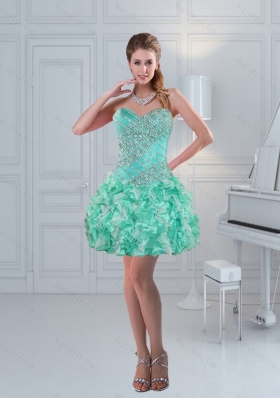 Apple Green Sweetheart Ruffles and Beading Beautiful Prom Dresses for 2015