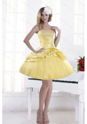 Perfect and New Style Beading Strapless 2015 Prom Dresses with Pick Ups