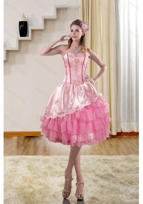 2015 Cute and New Style Sweetheart Prom Gown with Embroidery and Ruffles