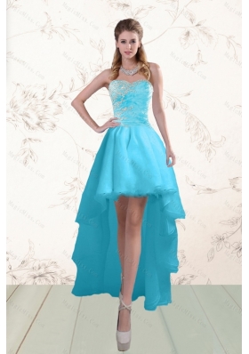 Fashionable Baby Blue Prom Gown with Beading and Ruffles