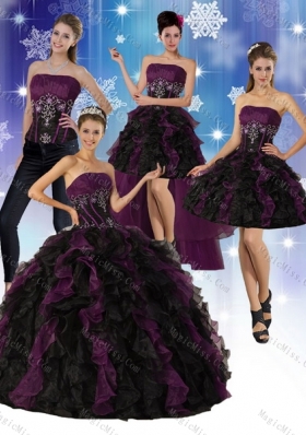 Multi Color Strapless New Style Quinceanera Dress with Ruffles and Embroidery