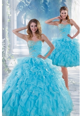 2015 Beautiful Baby Blue Sweet 15 Dresses with Beading and Ruffles