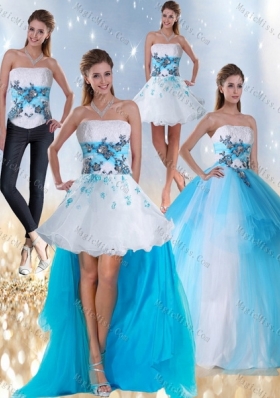 2015 Strapless Multi Color Quinceanera Dress with Appliques and Beading