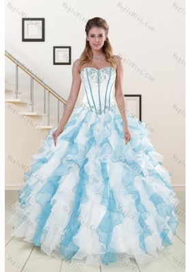 2015 Pretty Appliques and Ruffles Sweet Fifteen Dresses in Multi Color