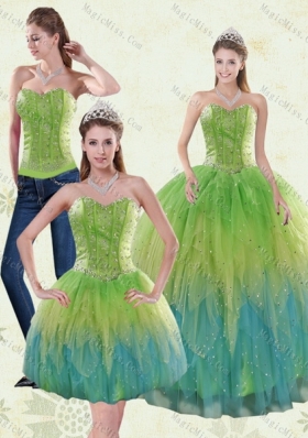 2015 Detachable and Super Hot Appliques and Ruffles Quince Dresses in Multi Color