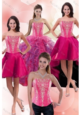 2015 Beautiful Multi Color Sweet 16 Dresses with Appliques and Ruffles