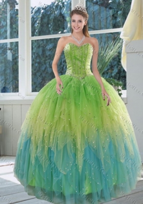 The Most Popular 2015 Appliques and Ruffles Sweet 15 Dress