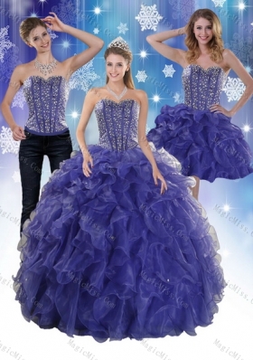 The Super Hot Beading and Ruffles Sweet Fifteen Dressess in Royal Bule