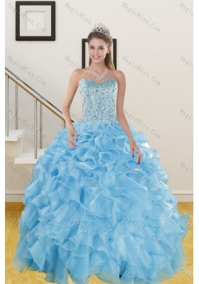 The Most Popular Ruffles and Beading Baby Blue Quince Dresses for 2015
