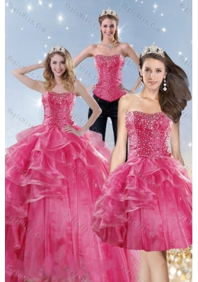 Wonderful Pink Quinceanera Dresses with Beading and Ruffles for 2015