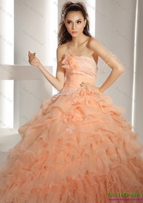 2015 Unique Quinceanera Dresses with Hand Made Flowers and Ruffled Layers