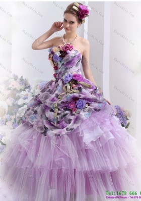 Luxurious 2015 Multi Color Sweet Sixteen Dresses with Hand Made Flowers and