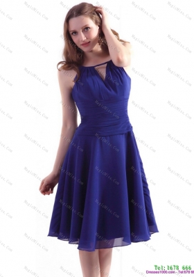 Perfect Royal Blue 2015 Knee Length Plus Size Prom Dresses with Ruching