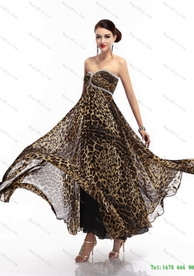 Cheap Sweetheart Leopard Floor Length Prom Dress for 2015