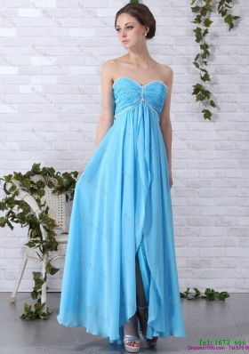 2015 Gorgeous Long Prom Dresses with Ruching and Beading